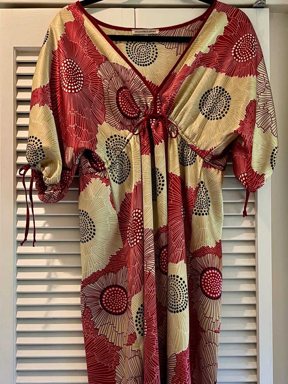 Women’s Floral Tie-Front Dress in Red and Cream